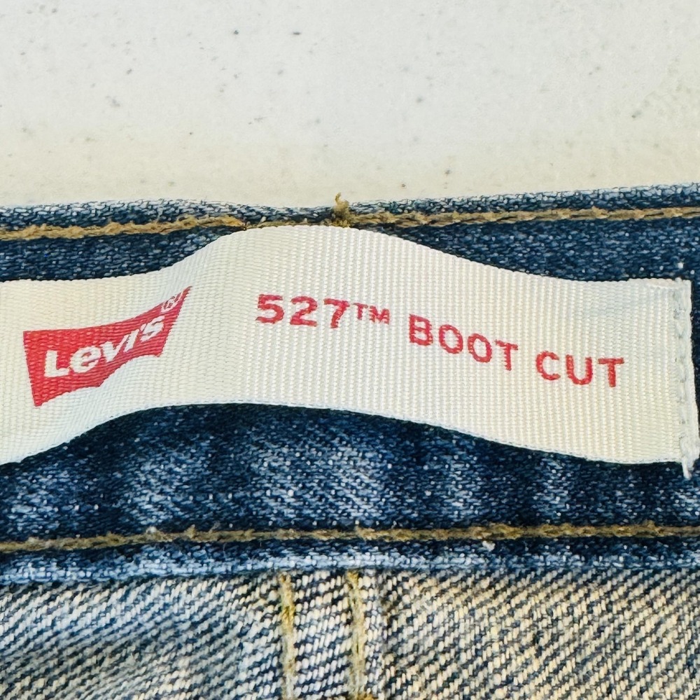 Levis 527 Jeans Teens 33x28 Blue Medium Wash Bootcut Slim Denim Zip Fly - Picture 7 of 14